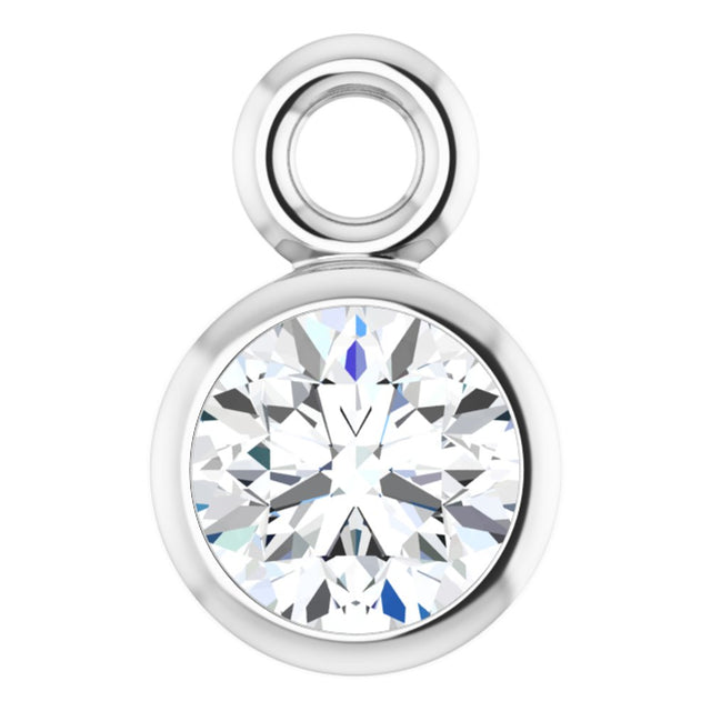 14K White 1/10 CT Natural Diamond Dangle