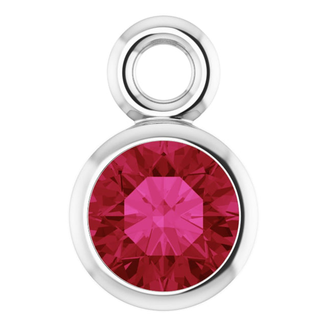 14K White Lab-Grown Ruby Dangle