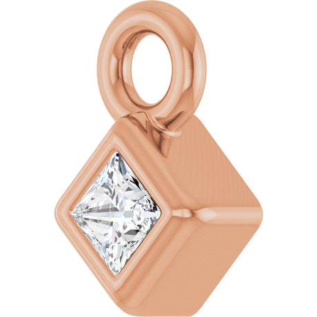 14K Rose .025 CT Natural Diamond Dangle