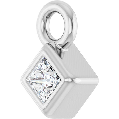 14K White .025 CT Lab-Grown Diamond Dangle