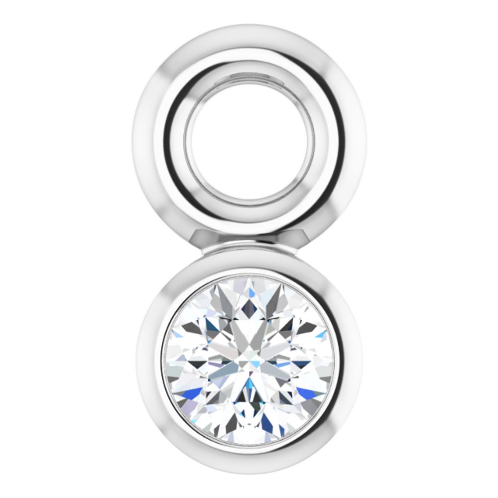 14K White .015 CT Lab-Grown Diamond Bezel-Set Dangle