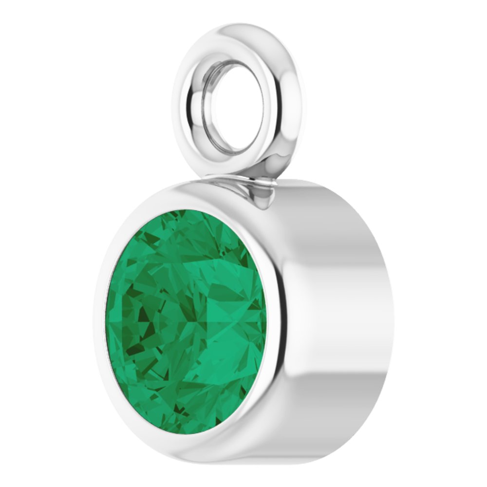 14K White Lab-Grown Emerald Dangle