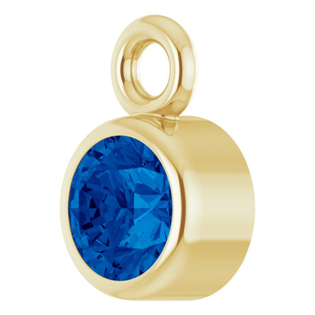 14K Yellow Lab-Grown Blue Sapphire Dangle