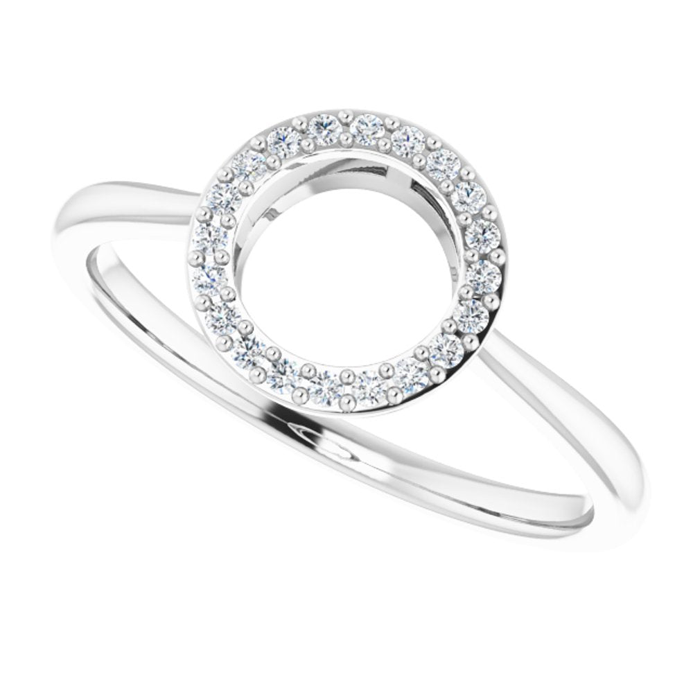 14K White 1/10 CTW Natural Diamond Circle Ring