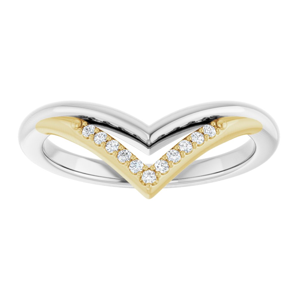 14K White/Yellow .04 CTW Natural Diamond Contour Band