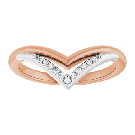 14K Rose/White .04 CTW Natural Diamond Contour Band