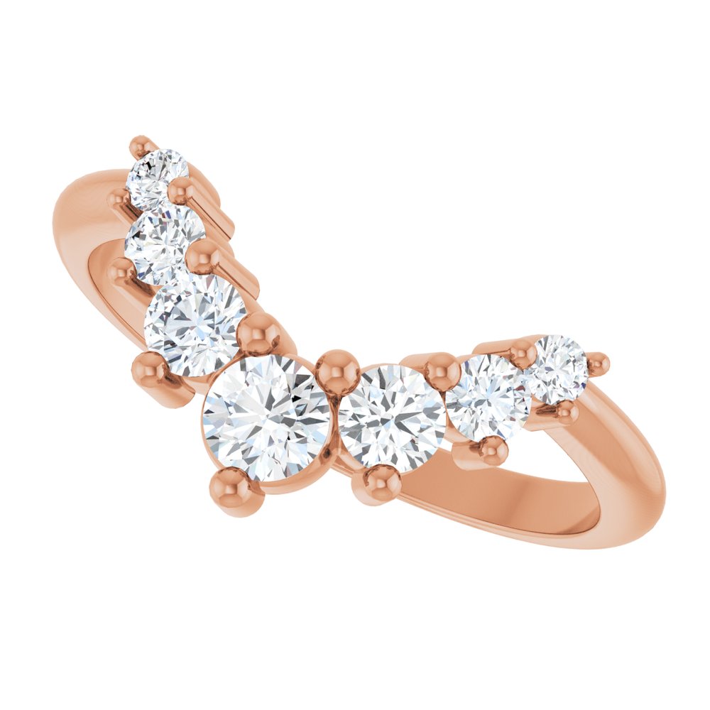 14K Rose 1/2 CTW Natural Diamond Contour Band