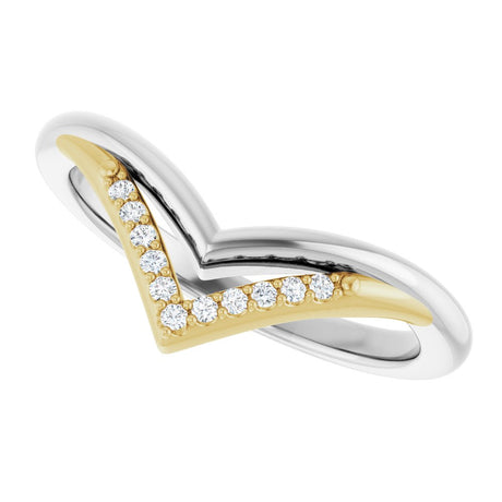 14K White/Yellow .04 CTW Natural Diamond Contour Band