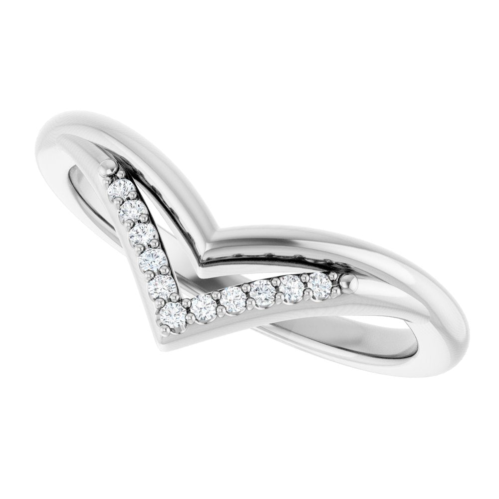 14K White .04 CTW Natural Diamond Contour Band