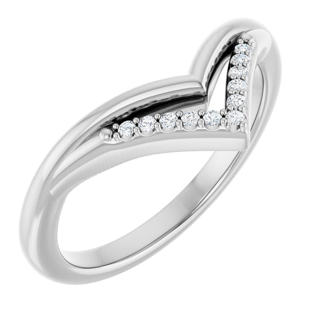 14K White .04 CTW Natural Diamond Contour Band