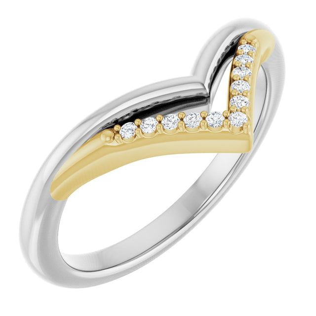 14K White/Yellow .04 CTW Natural Diamond Contour Band