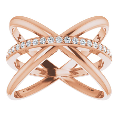 14K Rose 1/6 CTW Natural Diamond Criss-Cross Ring