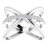 14K White Gold 1/6 CTW Natural Diamond Criss-Cross Ring  