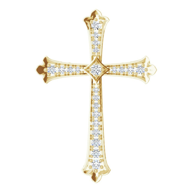 14K Yellow 3/4 CTW Natural Diamond Cross Pendant
