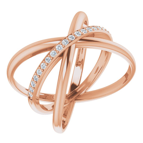 14K Rose Gold 1/6 CTW Natural Diamond Criss-Cross Ring  