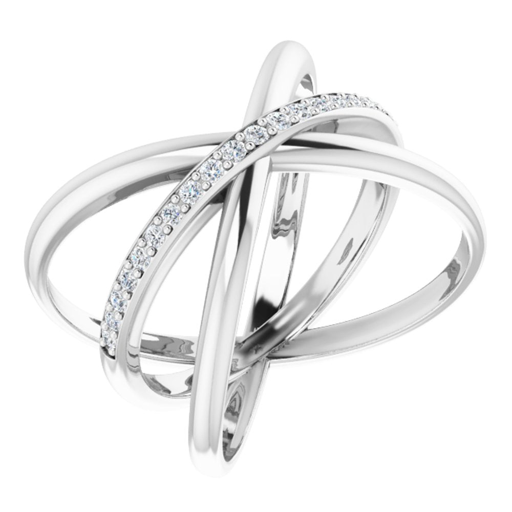 14K White Gold 1/6 CTW Natural Diamond Criss-Cross Ring  