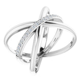 14K White Gold 1/6 CTW Natural Diamond Criss-Cross Ring  