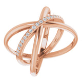 14K Rose 1/6 CTW Natural Diamond Criss-Cross Ring  