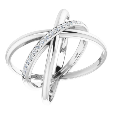 14K White Gold 1/6 CTW Natural Diamond Criss-Cross Ring  