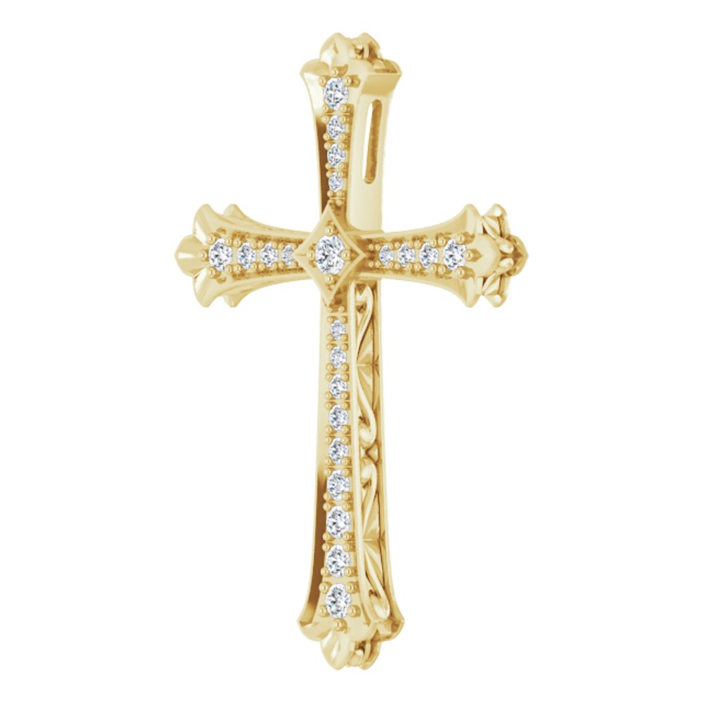 14K Yellow 1/3 CTW Natural Diamond Cross Pendant