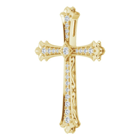 14K Yellow Gold 1/3 CTW Natural Diamond Cross Pendant