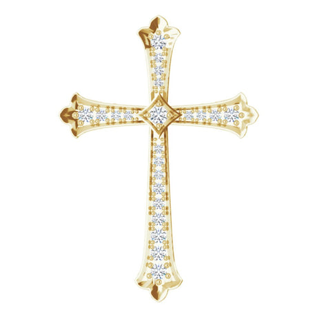 14K Yellow Gold 1 CTW Natural Diamond Cross Pendant
