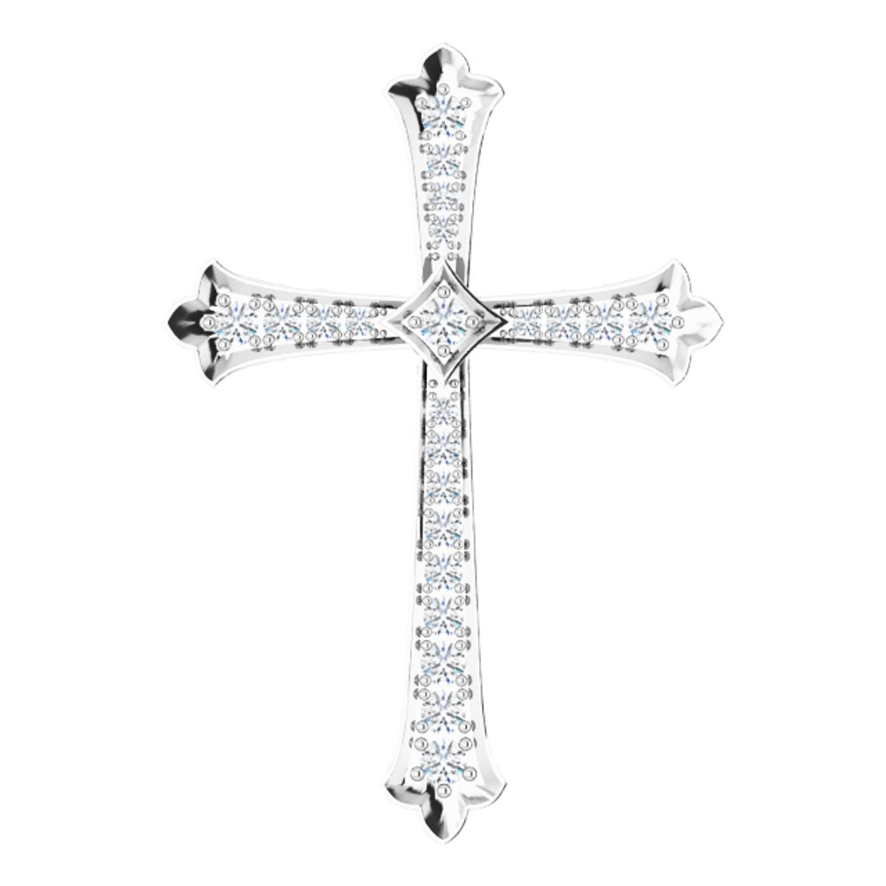 14K White 1/2 CTW Natural Diamond Cross Pendant