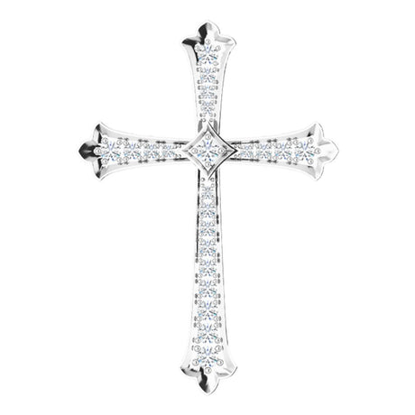 14K White Gold 1/2 CTW Natural Diamond Cross Pendant