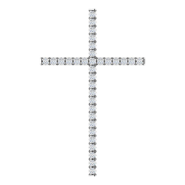 14K White 1 CTW Natural Diamond Cross Pendant