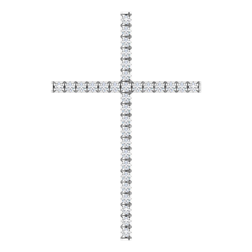 14K White 1/2 CTW Natural Diamond Cross Pendant