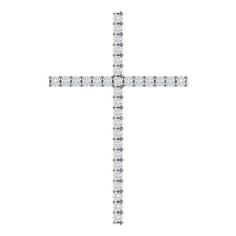 14K White 1/2 CTW Natural Diamond Cross Pendant