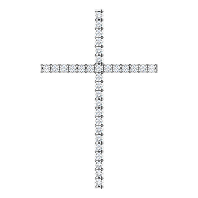 14K White 1/2 CTW Natural Diamond Cross Pendant