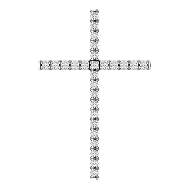 14K White 1/4 CTW Natural Diamond Cross Pendant