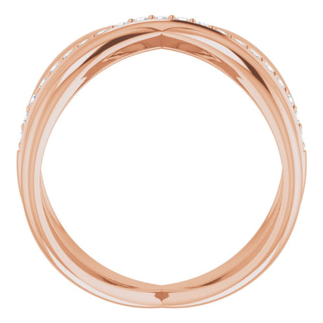 14K Rose Gold 1/6 CTW Natural Diamond Criss-Cross Ring  