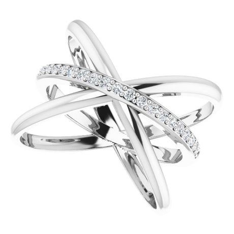 14K White Gold 1/6 CTW Natural Diamond Criss-Cross Ring  