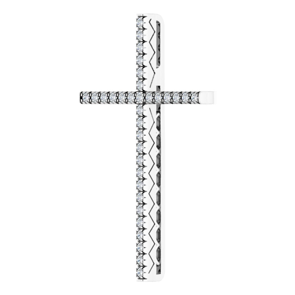 14K White 1 CTW Natural Diamond Cross Pendant