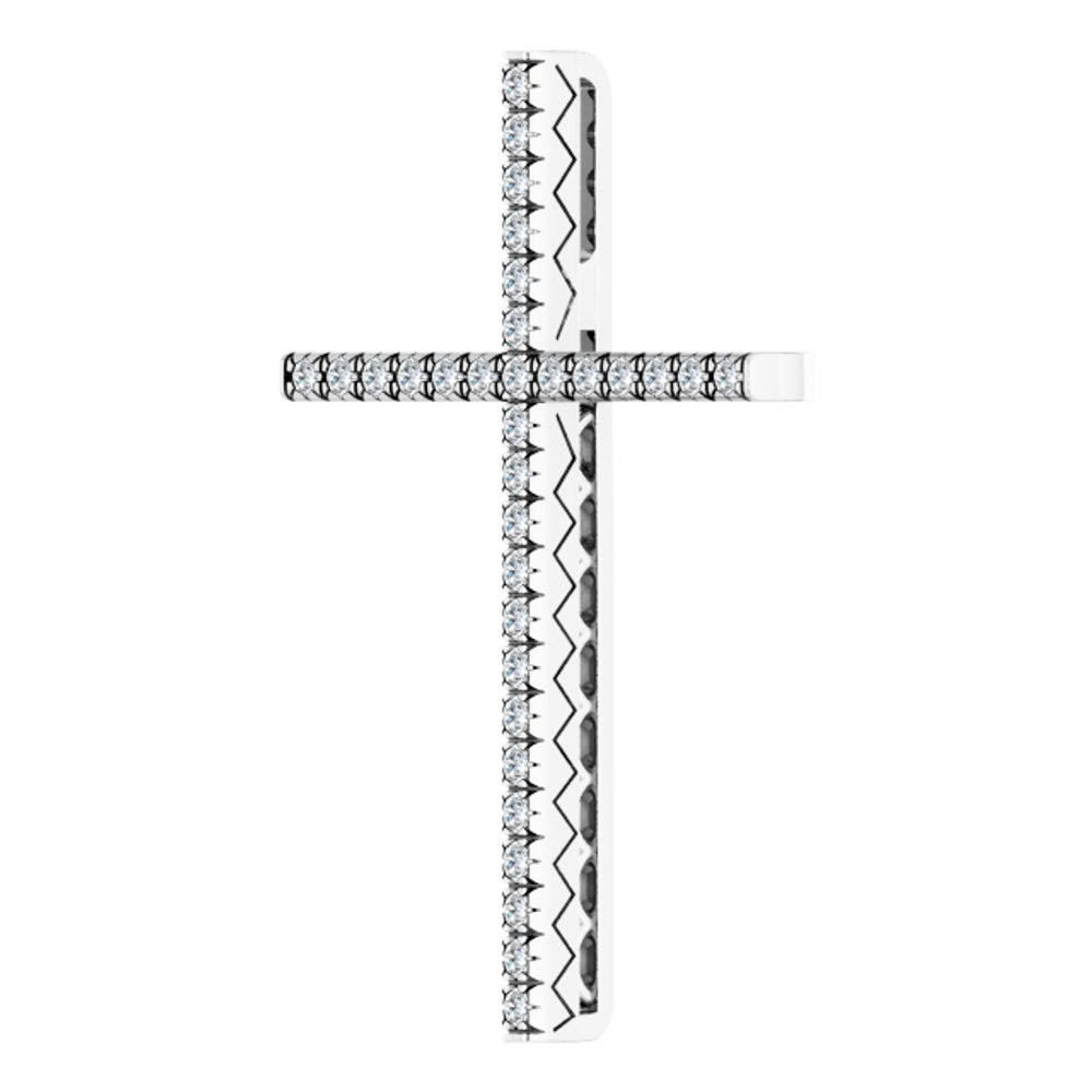 14K White 1/2 CTW Natural Diamond Cross Pendant