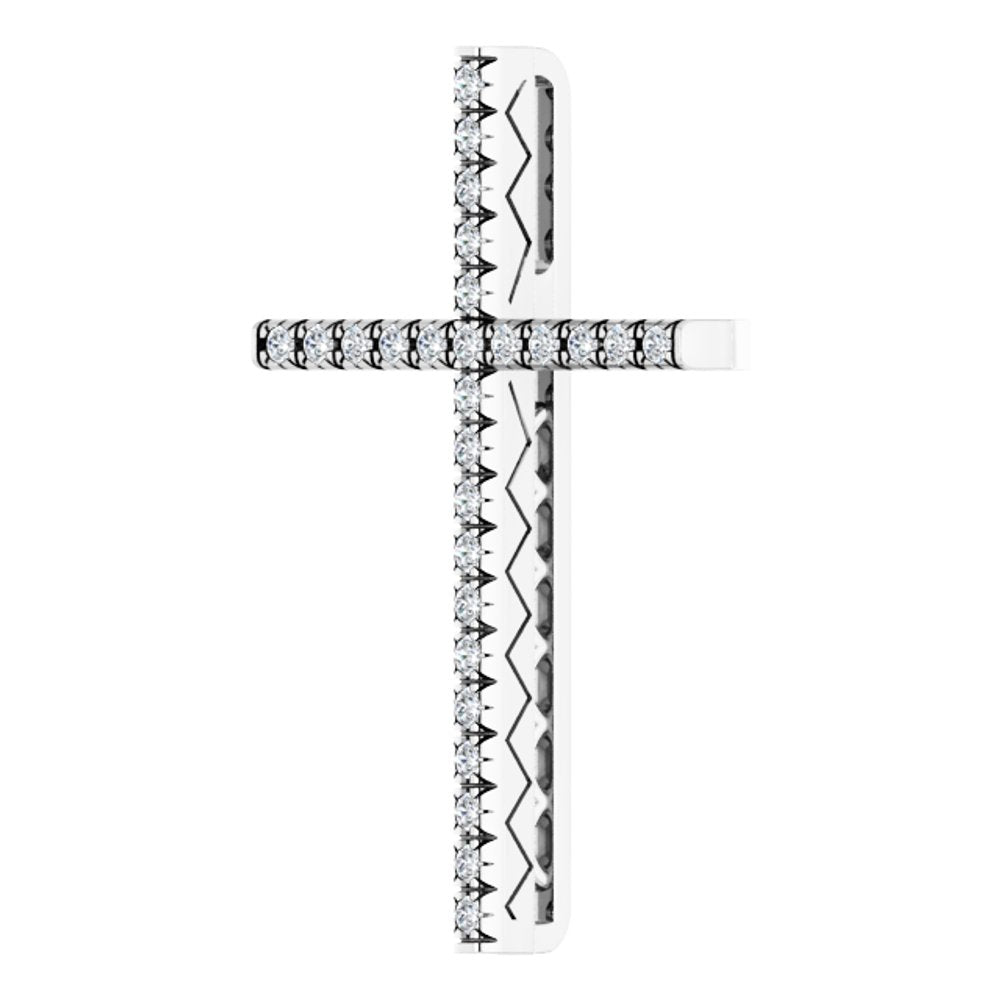 14K White 1/4 CTW Natural Diamond Cross Pendant