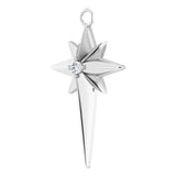 14K White .03 CT Natural Diamond Star Cross Dangle