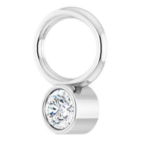 14K White .03 CT Natural Diamond Hoop Dangle