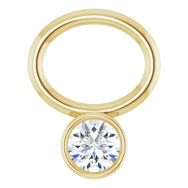 14K Yellow Lab-Grown Moissanite Bezel-Set Hoop Dangle