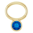 14K Yellow Lab-Grown Blue Sapphire Hoop Dangle