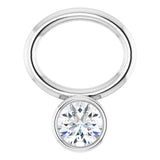 14K White .03 CT Natural Diamond Hoop Dangle