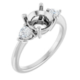 14K White Gold 8 mm Round 1/4 CTW Natural Diamond Semi-Set Engagement Ring