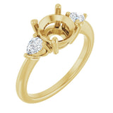 14K Yellow Gold 8 mm Round 1/4 CTW Natural Diamond Semi-Set Engagement Ring