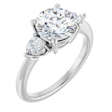 14K White Gold 8 mm Round 1/4 CTW Natural Diamond Semi-Set Engagement Ring