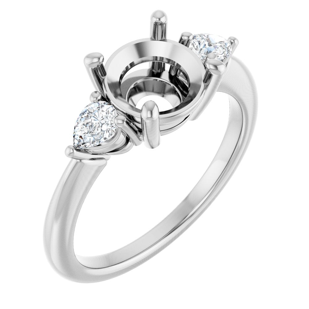 14K White Gold 8 mm Round 1/4 CTW Natural Diamond Semi-Set Engagement Ring