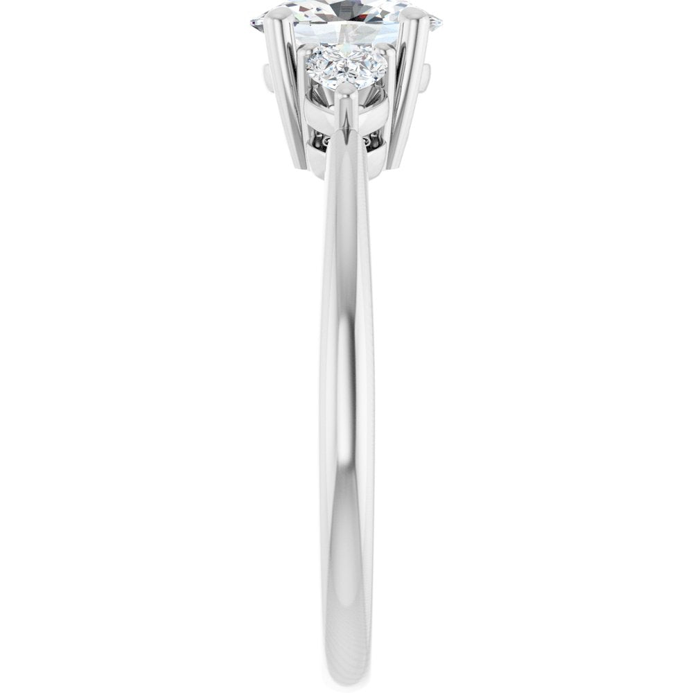 14K White Gold 7 x 5 mm Oval 1/4 CTW Lab-Grown Diamond Semi-Set Engagement Ring