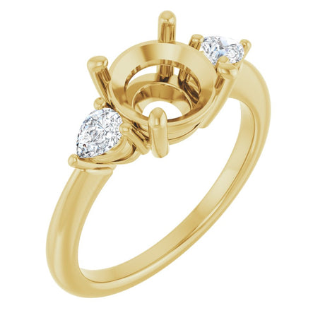 14K Yellow Gold 8.2 mm Round 1/4 CTW Lab-Grown Diamond Semi-Set Engagement Ring