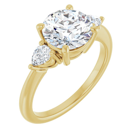 14K Yellow Gold 8.2 mm Round 1/4 CTW Lab-Grown Diamond Semi-Set Engagement Ring